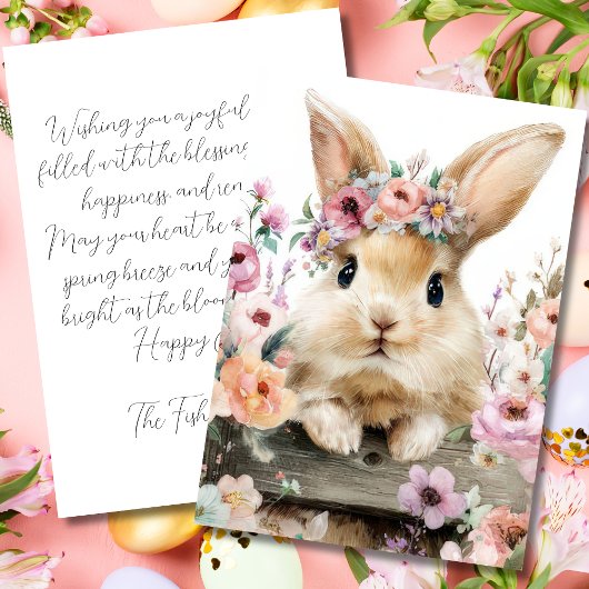 Custom Easter Card with Flowers and Easter Eggs シーズンカード