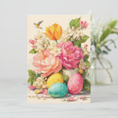 Custom Easter Card with Flowers and Easter Eggs シーズンカード (スタンド正面)