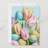Custom Easter Card with Flowers and Easter Eggs シーズンカード (正面)