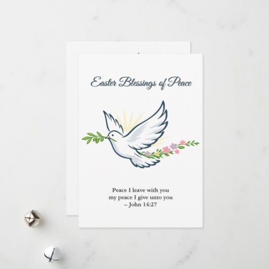 Custom Easter Dove Greeting Card with Olive Branch シーズンカード (正面/裏面インサイチュ)