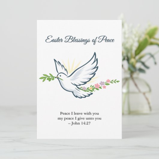 Custom Easter Dove Greeting Card with Olive Branch シーズンカード (スタンド正面)