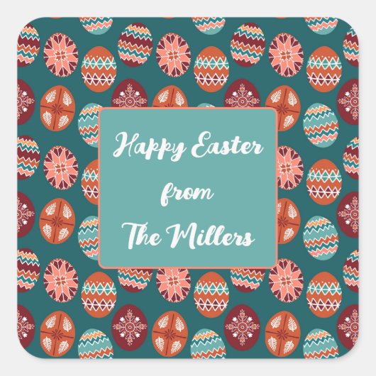 Custom Easter Egg Pattern  スクエアシール (正面)