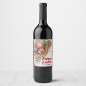 Custom Easter Egg Wine Label with Family Name ワインラベル (正面)
