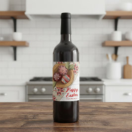 Custom Easter Egg Wine Label with Family Name ワインラベル