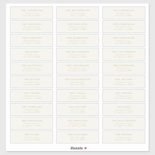 Custom Editable Individual Wedding Guest Address シール (シート)