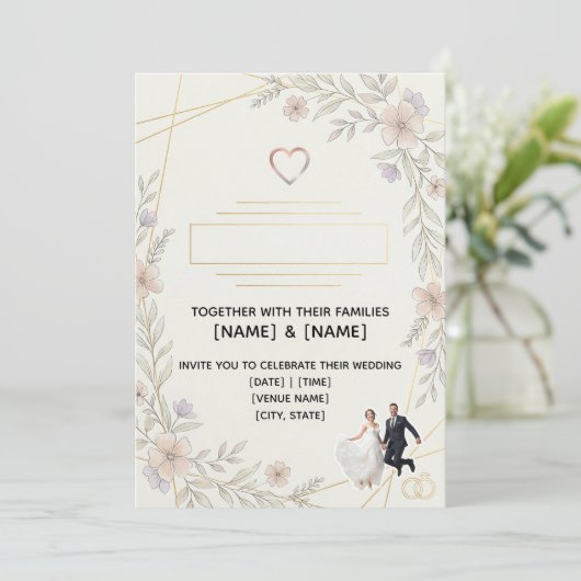 Custom Editable Wedding Invitation 招待状 (スタンド正面)