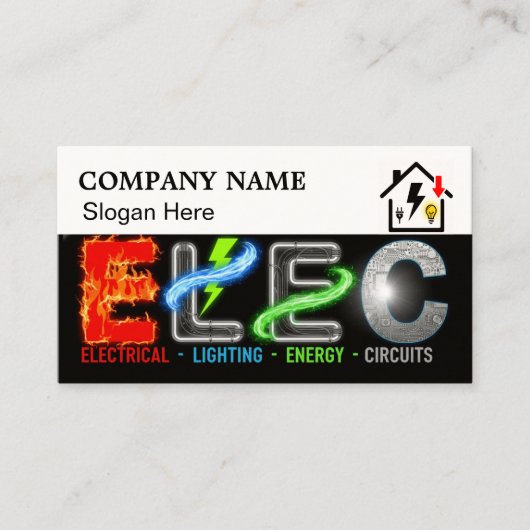 Custom Electrician Business Card with Company Logo 名刺 (正面)