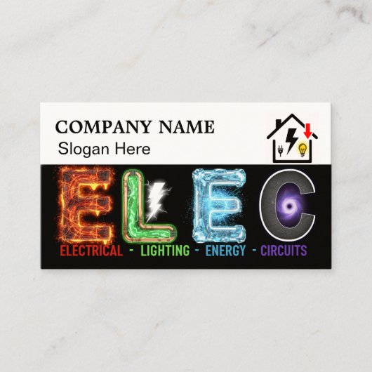 Custom Electrician Business Card with Company Logo 名刺 (正面)