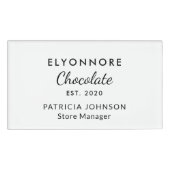 Custom Elegant B&W Minimal Chocolate Brand Staff 名札 (正面)