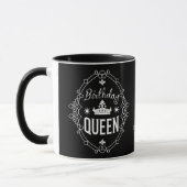 Custom Elegant Birthday Queen Typography Black マグカップ (左)