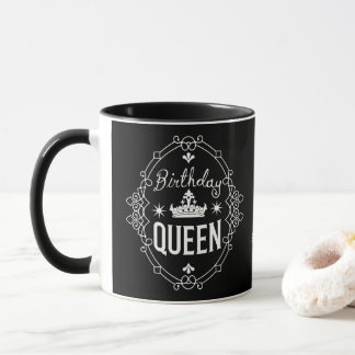 Custom Elegant Birthday Queen Typography Black マグカップ