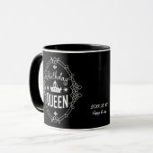 Custom Elegant Birthday Queen Typography Black マグカップ (正面左)