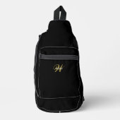 Custom Elegant Black Gold Initial Monogram  スリングバッグ (正面)