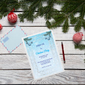 Custom Elegant Blue Luxury Christmas Invitation 招待状