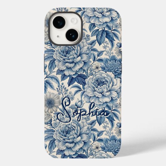 Custom Elegant Boho Chic Blue Blossom Case-Mate iPhoneケース (裏面)