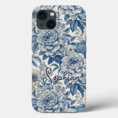 Custom Elegant Boho Chic Blue Blossom Case-Mate iPhoneケース (裏面)