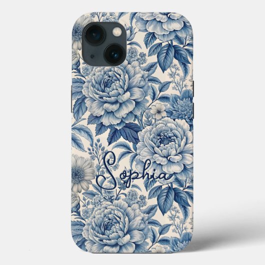 Custom Elegant Boho Chic Blue Blossom Case-Mate iPhoneケース (裏面)