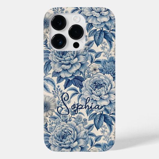 Custom Elegant Boho Chic Blue Blossom Case-Mate iPhoneケース (裏面)