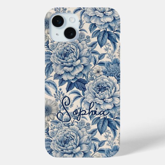 Custom Elegant Boho Chic Blue Blossom Case-Mate iPhoneケース (裏面)