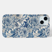 Custom Elegant Boho Chic Blue Blossom Case-Mate iPhoneケース (裏面 (横))