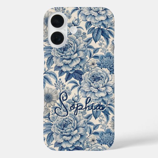 Custom Elegant Boho Chic Blue Blossom Case-Mate iPhoneケース (裏面)