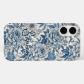 Custom Elegant Boho Chic Blue Blossom Case-Mate iPhoneケース (裏面 (横))