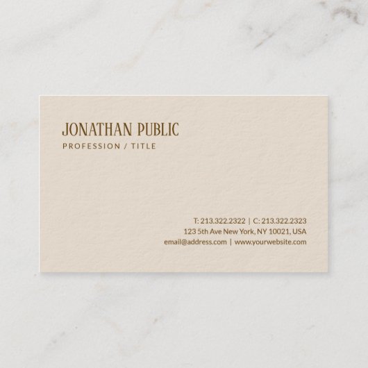 Custom Elegant Brown & Beige Template Luxury Thick 名刺 (裏面)