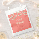 Custom Elegant Coral & Pearl Birthday  フェイバーバッグ (クリップ留めされた状態)