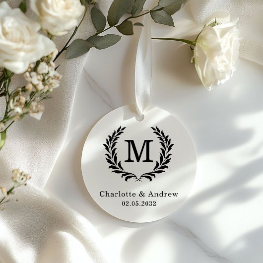 Custom Elegant Crest Monogram Wedding ラバースタンプ