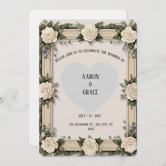 Custom Elegant Envelope in Rose Petals 招待状 (正面/裏面)