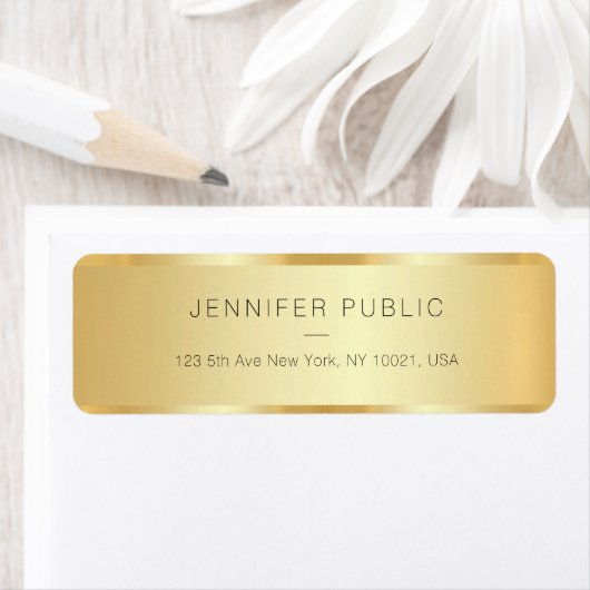 Custom Elegant Glam Luxurious Gold Return Address ラベル (インサイチュ)