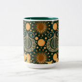 Custom Elegant Gold Boho Ornamental Pattern  ツートーンマグカップ (中央)