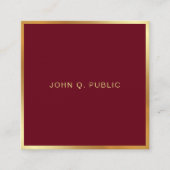 Custom Elegant Gold Text Burgundy Red Luxe Silk スクエア名刺 (正面)