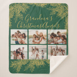 Custom Elegant Grandma's Christmas Photo Collage シェルパブランケット