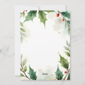 Custom Elegant Holly Pine Christmas Card シーズンカード (裏面)