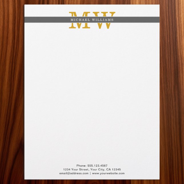 Custom Elegant Initials Monogram Personalized レターヘッド (クリエイターアップロード済み)
