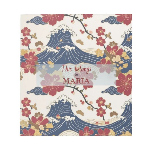 Custom Elegant Japanese Kimono Pattern ノートパッド (正面)