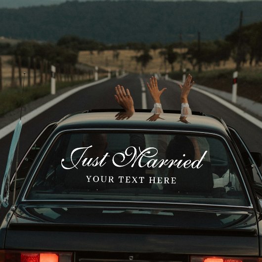 Custom Elegant Just Married Car Wedding Banner ウィンドウサイン
