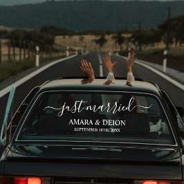 Custom Elegant Just Married Car Wedding Banner  ウィンドウサイン