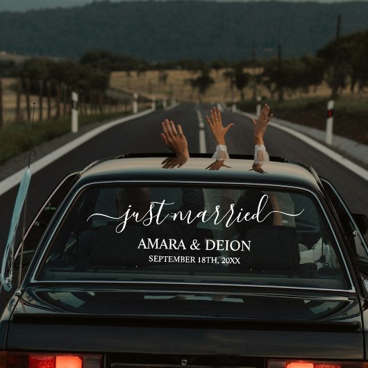 Custom Elegant Just Married Car Wedding Banner  ウィンドウサイン