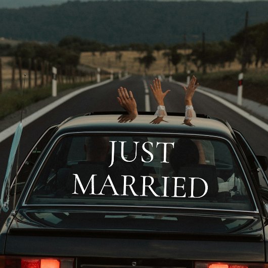 Custom Elegant Just Married Car Wedding Banner  ウィンドウサイン