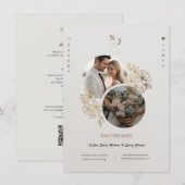 Custom Elegant Luxurious Wedding Save The Date 招待状 (正面/裏面)