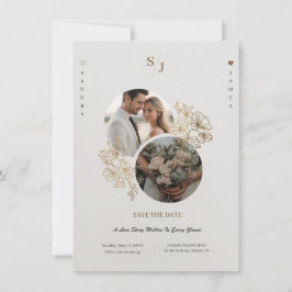 Custom Elegant Luxurious Wedding Save The Date 招待状