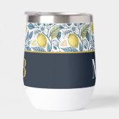 Custom Elegant Mediterranean Lemon Botanical Navy (右面)