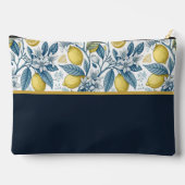Custom Elegant Mediterranean Lemon Botanical Navy アクセサリーポーチ (裏面)