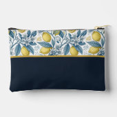 Custom Elegant Mediterranean Lemon Botanical Navy アクセサリーポーチ (裏面)