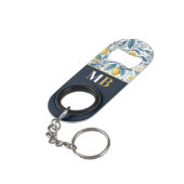 Custom Elegant Mediterranean Lemon Botanical Navy キーホルダー栓抜き (裏面アングル)