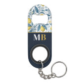Custom Elegant Mediterranean Lemon Botanical Navy キーホルダー栓抜き (裏面)