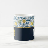 Custom Elegant Mediterranean Lemon Botanical Navy コーヒーマグカップ (中央)