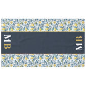 Custom Elegant Mediterranean Lemon Botanical Navy テーブルクロス (正面(横))